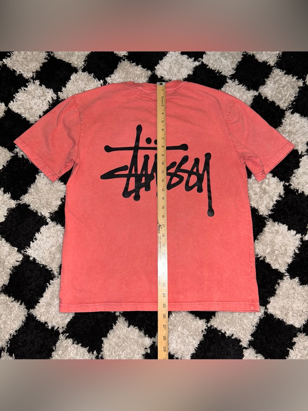 Stussy Coral (Pink/Red) T-Shirt - Men’s Small - Large Back Graphic Logo Tee - Picture 8 of 8